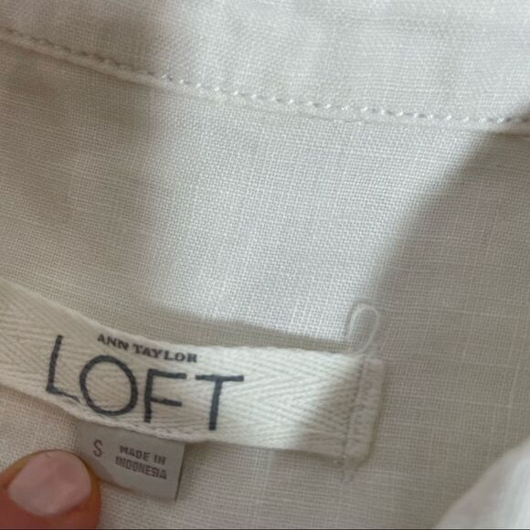 Loft Size small White 100% linen Safari Military Jacket White - Picture 6 of 12